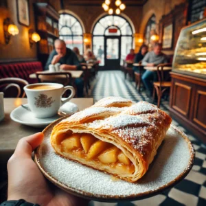 Descubre el auténtico sabor del strudel en Budapest, un postre tradicional con rellenos dulces o salados, servido en los mejores cafés y mercados locales.